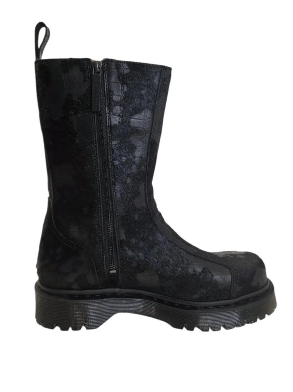 Brand-New Dr. Martens REJENA Hair On Croc Emboss Leather Black Women's Size 9